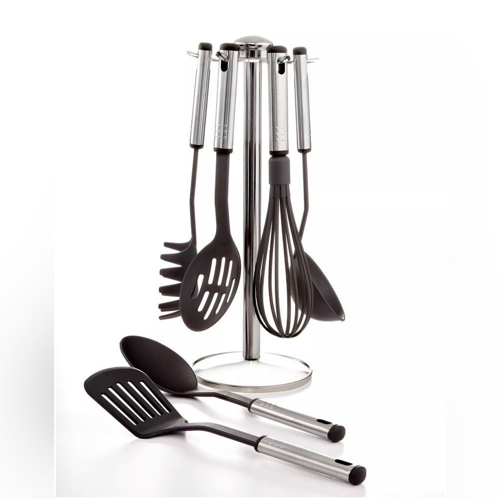 NIB Martha Stewart Essentials 7 Piece Utensil Set w/Stand New.
